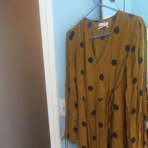 Mustard and navy wrap dress NWT - Urban Outfitters